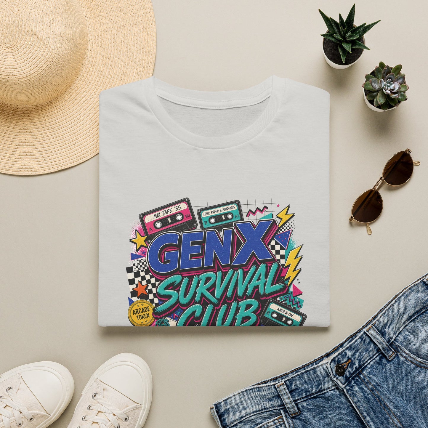 Gen X Survival Club T-Shirt | 80s Retro Cassette Graphic