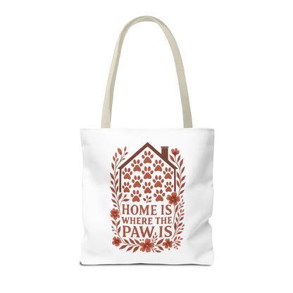 Home is Where the Paw Is Tote Bag | Pet Lover Gift, Floral Design, Animal Lover Accessory, Eco-Friendly Shopping Bag, Dog Mom Tote