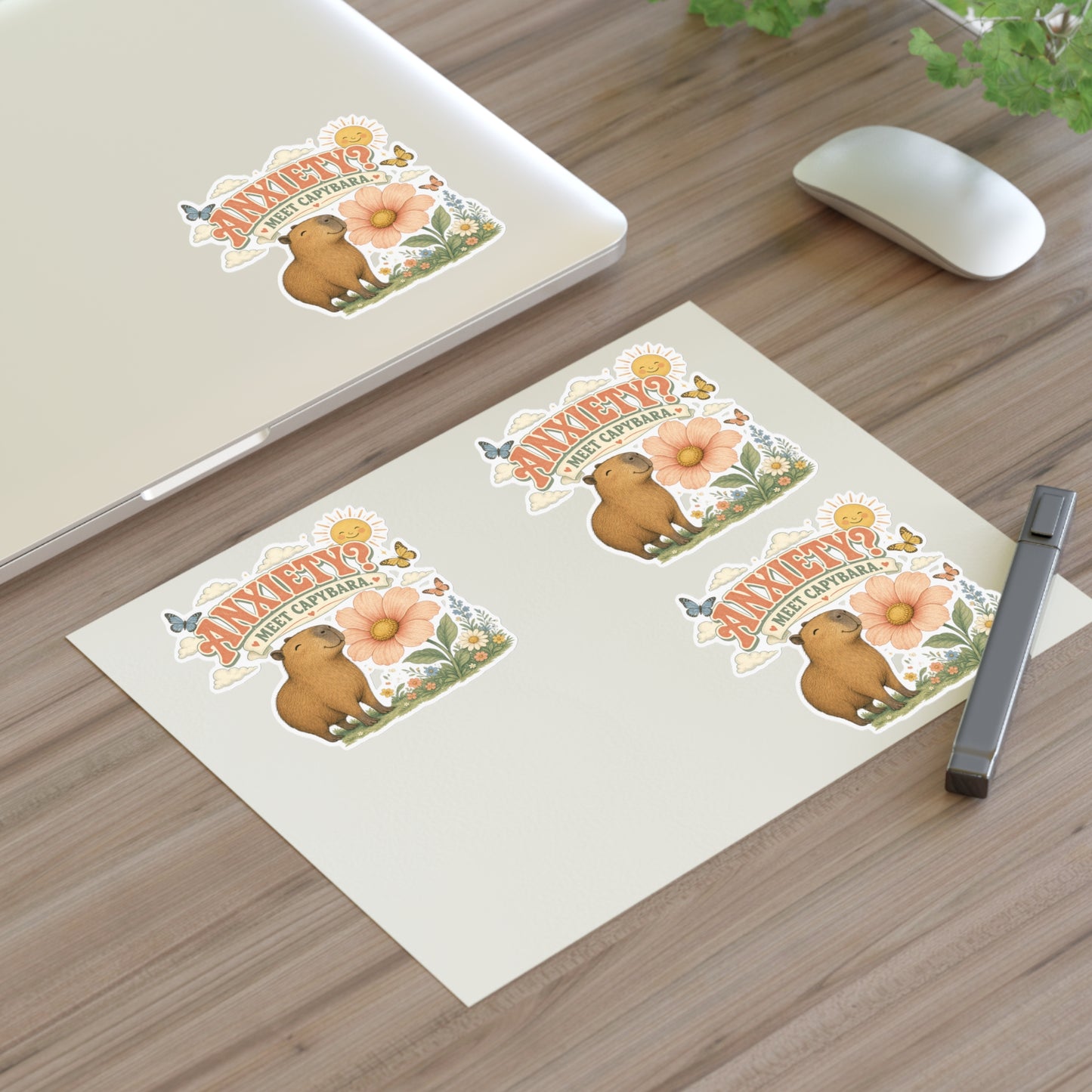 Anxiety? Meet Capybara Sticker Sheet | Cute Capybara Floral Decal