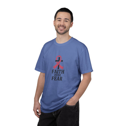 Faith Over Fear T-shirt, Unisex Inspirational Tee, Garment-Dyed Comfort, Cancer Awareness, Everyday Casual Wear, Gift for Loved Ones