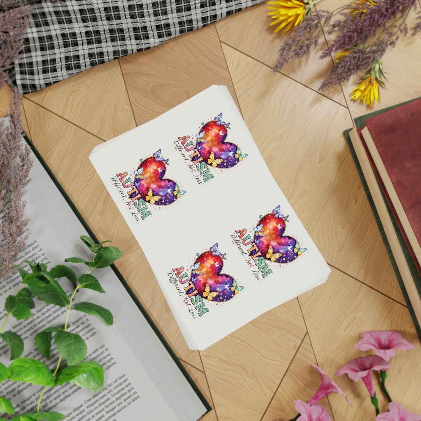Autism Puzzle Heart Sticker Sheet Bundle, 5pcs | Different Not Less