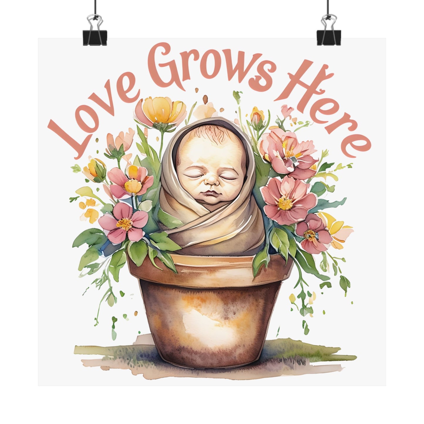 Love Grows Here Wall Art, Floral Nursery Print, Baby Shower Decor, Inspirational Poster, New Parent Gift, Home Decor, NICU Wall Art