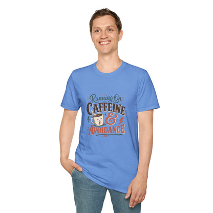 Running On Caffeine & Avoidance T-Shirt | Funny Coffee Quote Tee