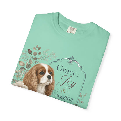 Cavalier King Charles Spaniel floral portrait T-shirt | Grace Joy Wagging Tails