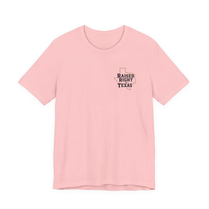 Raised Right in Texas T-Shirt | Texas Outline, Typographic Western Design