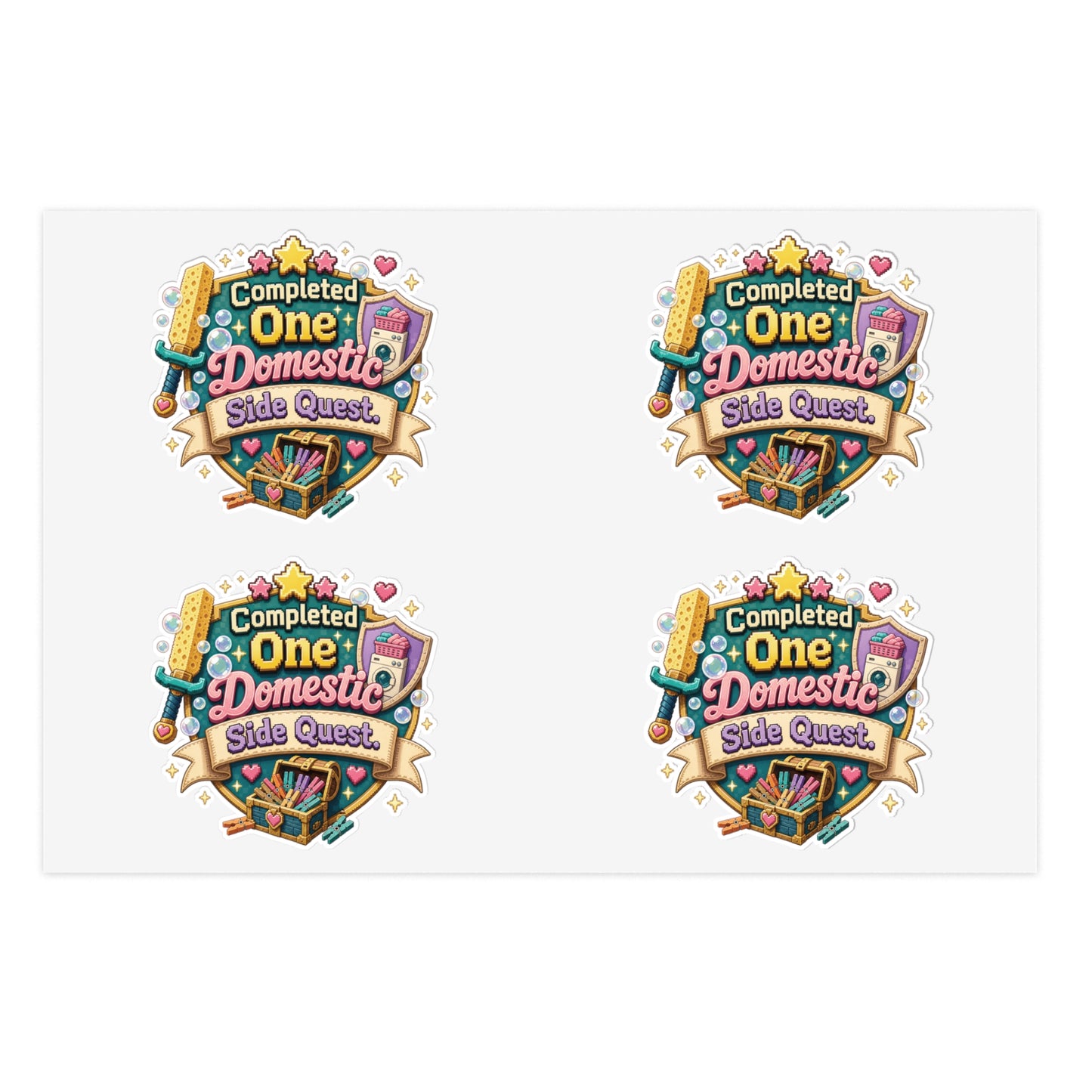 Completed One Domestic Side Quest Sticker Sheet | Cute Achievement Badge Stickers