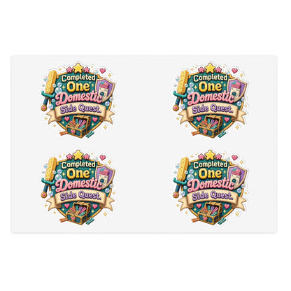 Completed One Domestic Side Quest Sticker Sheet | Cute Achievement Badge Stickers
