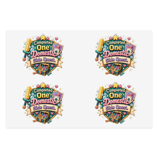 Completed One Domestic Side Quest Sticker Sheet | Cute Achievement Badge Stickers