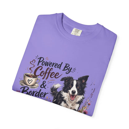 Powered by Coffee & Border Collie Energy T-Shirt | Border Collie Dog Tee