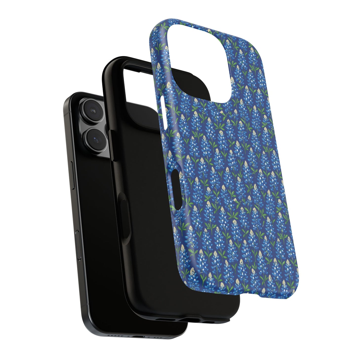 Phone Case, Texas Bluebonnet Tough Case, Navy Floral Phone Cover, Protective iPhone Case, Samsung Galaxy Case, Texas Wildflower Gift
