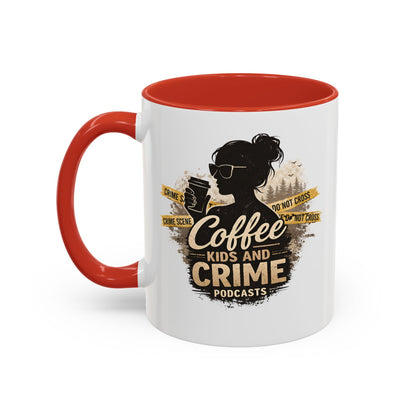 Coffee Kids and Crime Mom Podcast Mug | Accent Coffee Mug