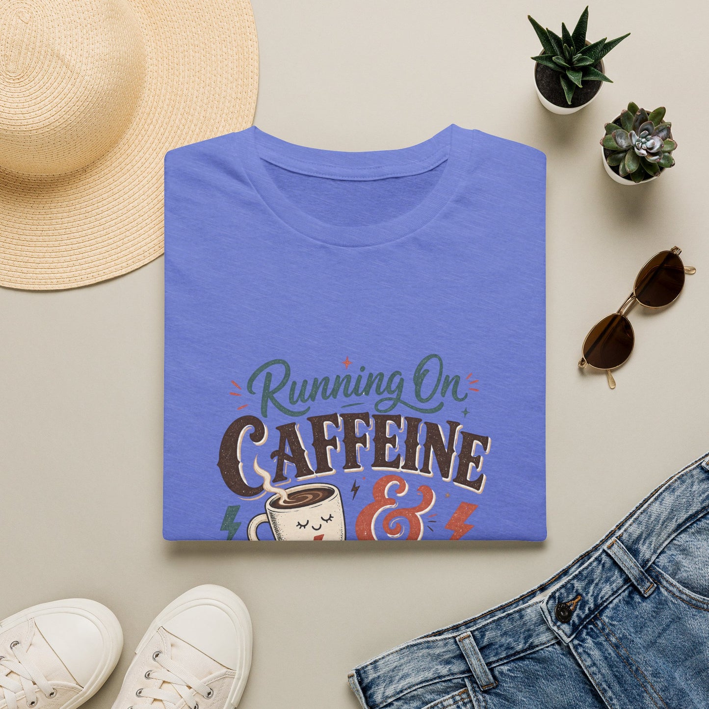 Running On Caffeine & Avoidance T-Shirt | Funny Coffee Quote Tee