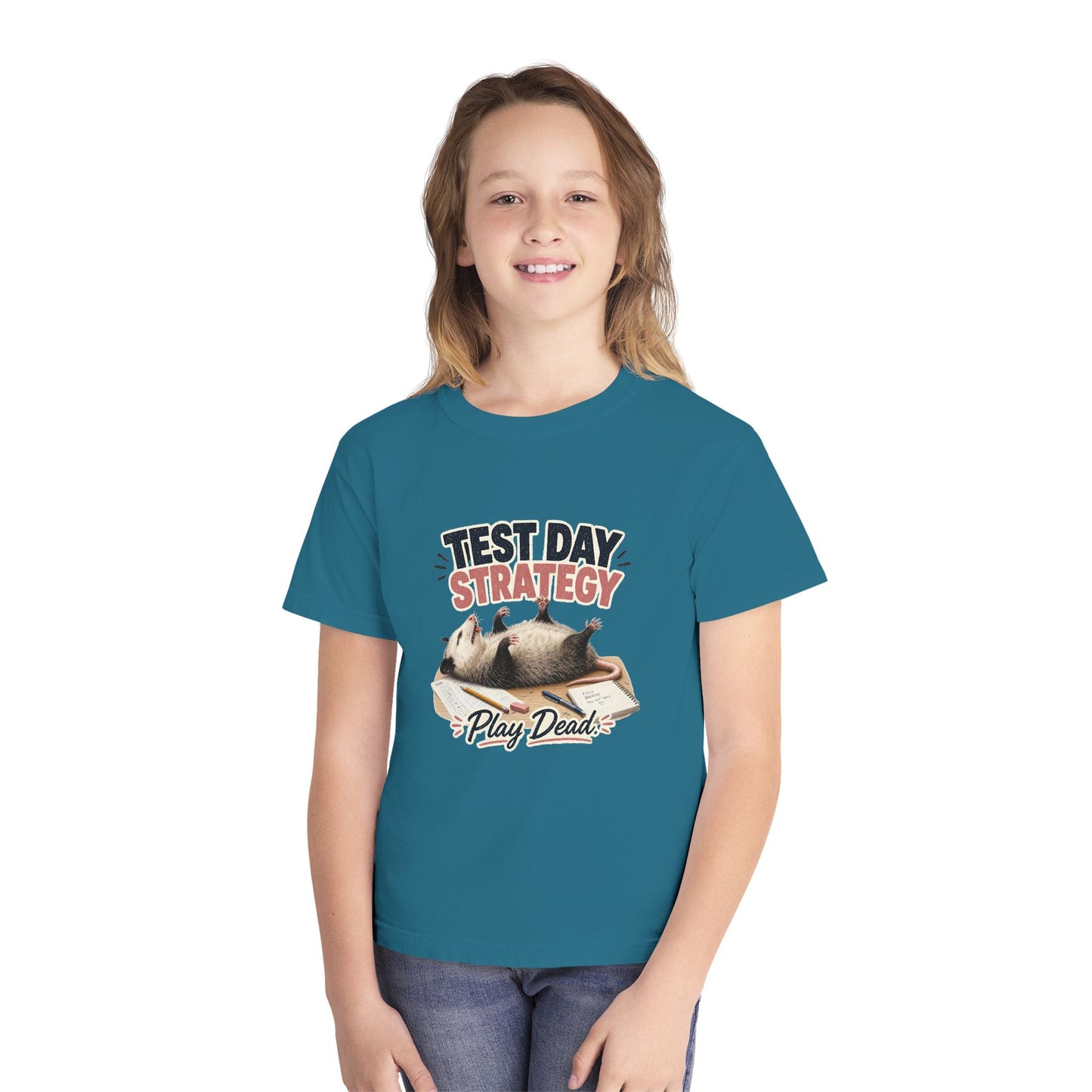 Test Day Strategy Play Dead Youth Tee | Possum Illustration, Back-to-School