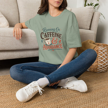 Running On Caffeine & Avoidance T-Shirt | Funny Coffee Quote Tee