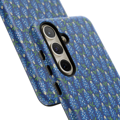 Phone Case, Texas Bluebonnet Tough Case, Navy Floral Phone Cover, Protective iPhone Case, Samsung Galaxy Case, Texas Wildflower Gift