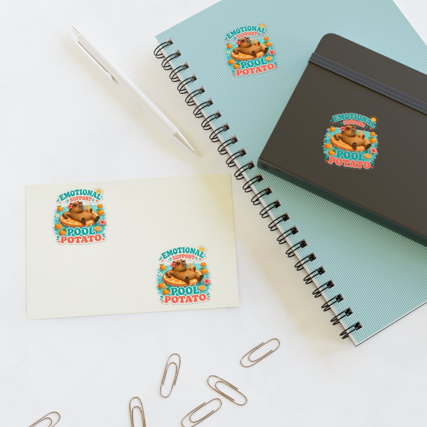 Emotional Support Pool Potato Capybara Sticker Sheet