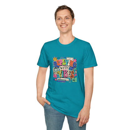 Replying With Vibes T-Shirt | Retro Colorful Typography, 90s Aesthetic