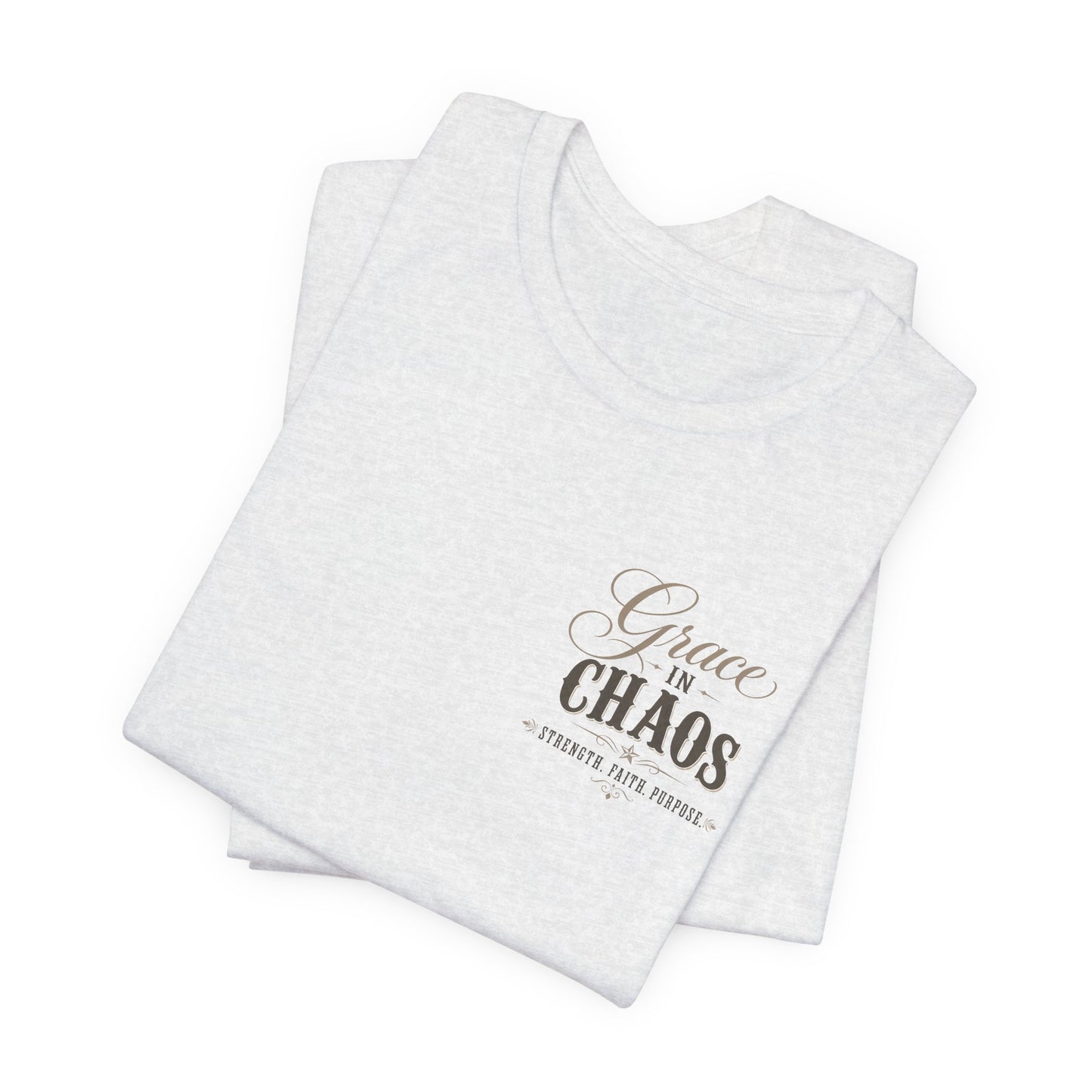 Grace in Chaos Tee | Inspirational scripture typography shirt