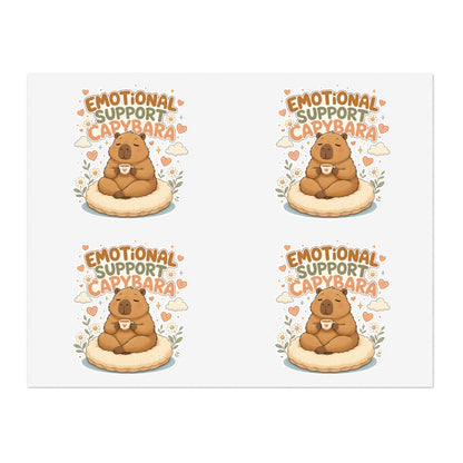 Emotional Support Capybara Sticker Sheet | 4 Cute Capybara Stickers