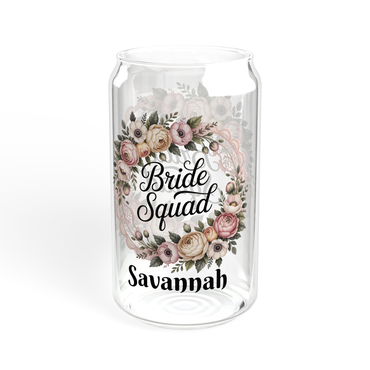 Bride Squad Floral Wreath Sipper Glass | 16oz