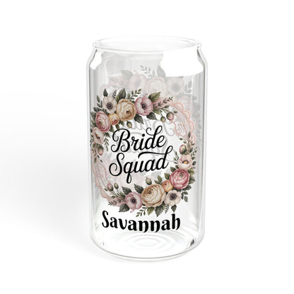 Bride Squad Floral Wreath Sipper Glass | 16oz