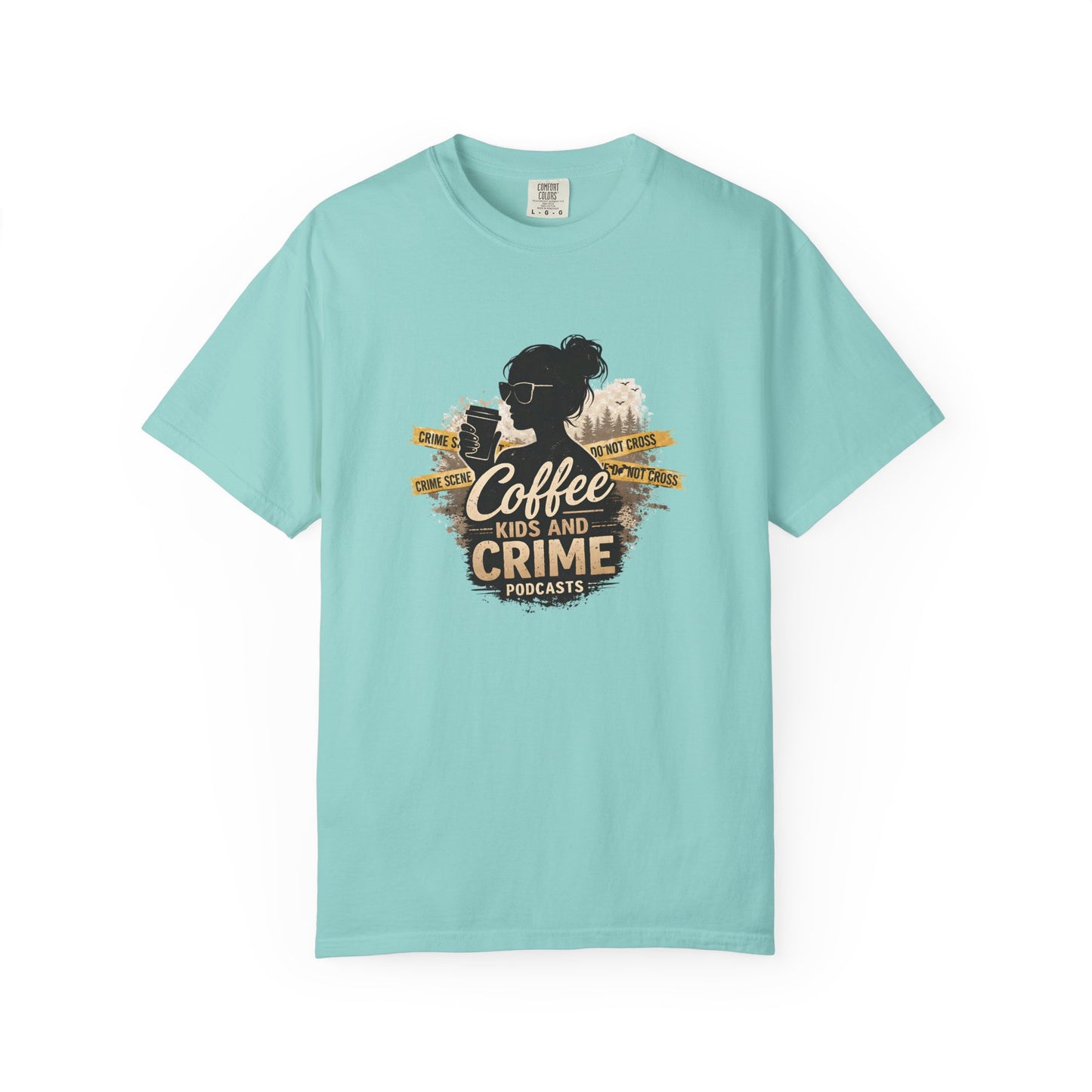 Coffee Kids and Crime Podcast Mom T-Shirt | Coffee Mug Silhouette Tee