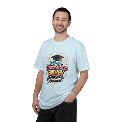 Main Character Energy Graduate T-Shirt | Graduation Cap Typography Tee
