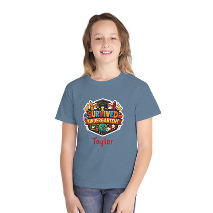 I Survived Kindergarten T-shirt | Kids Graduation Tee, Personalized Name Option