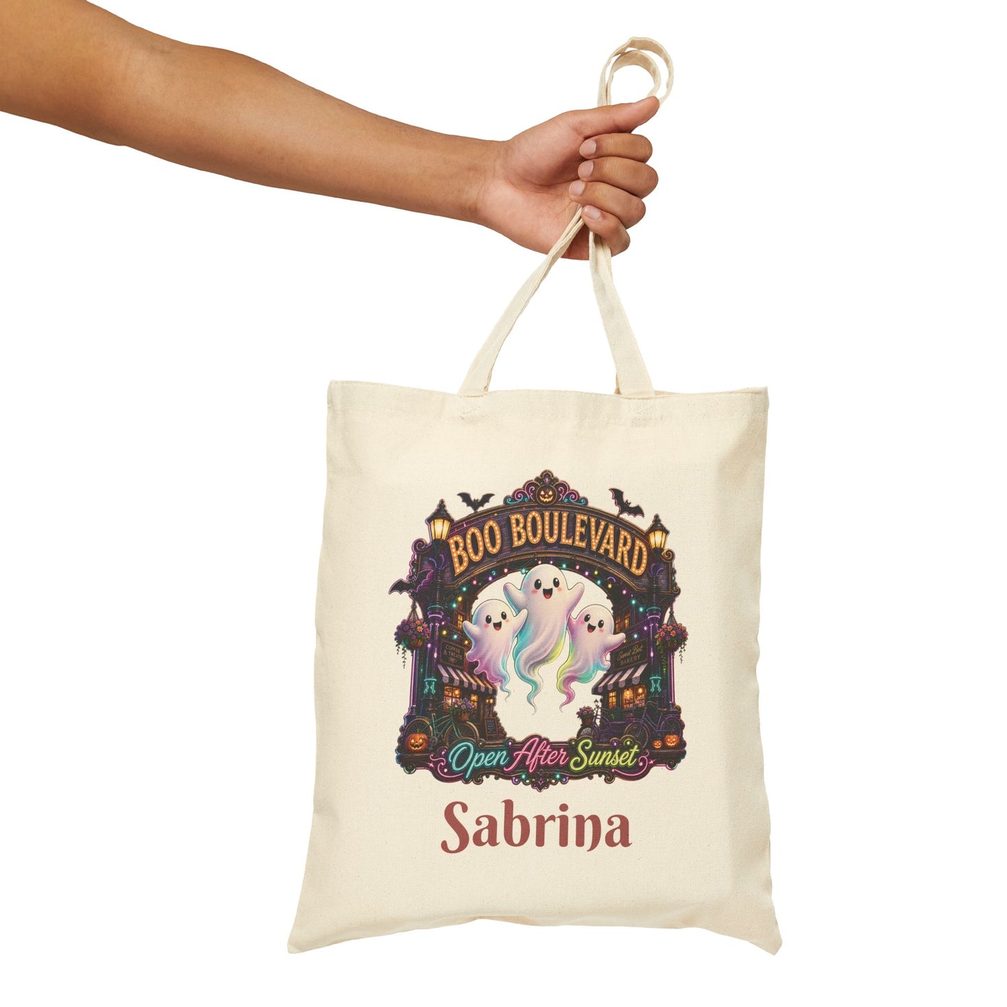 Boo Boulevard Ghosts Tote Bag | Halloween Trick-or-Treat Canvas Tote