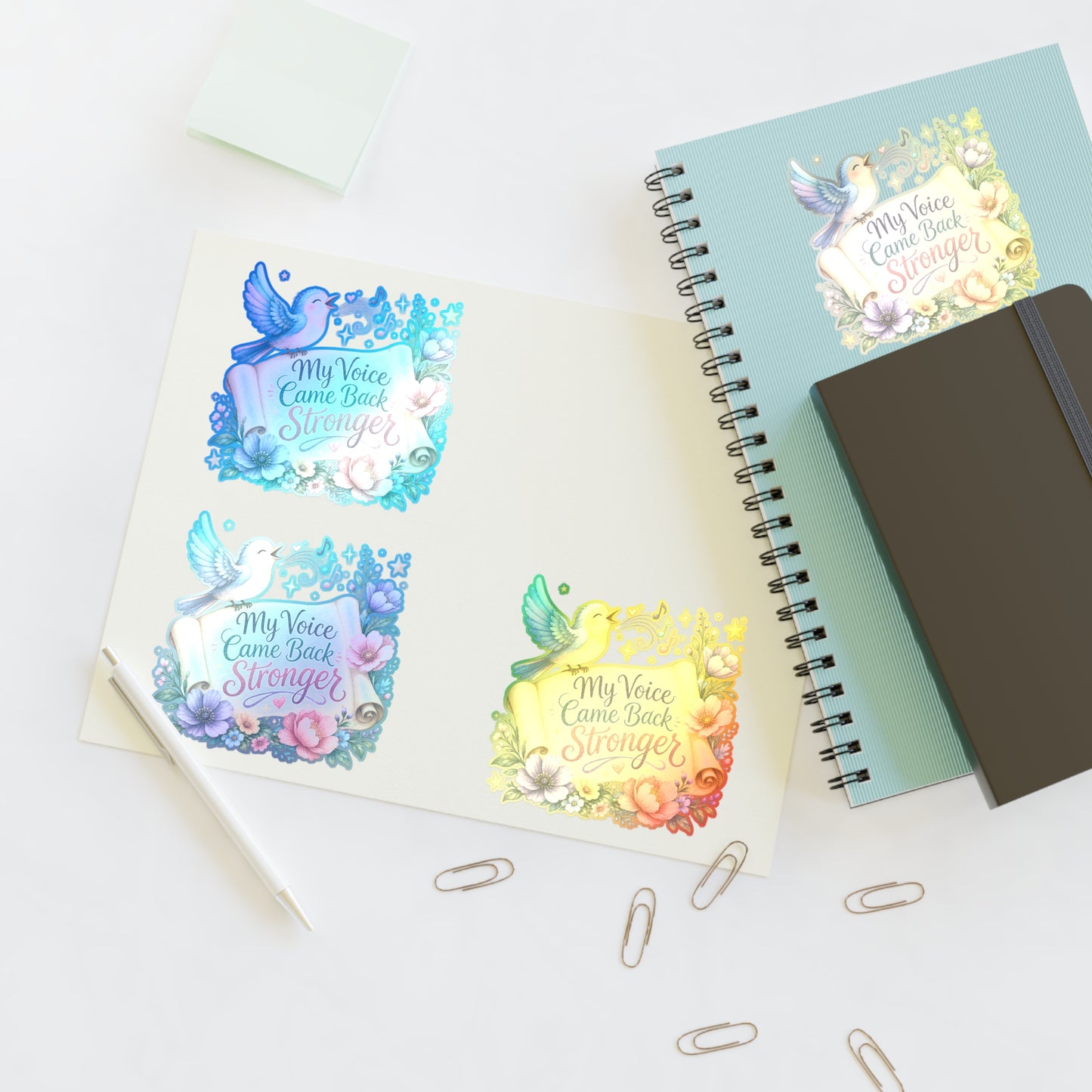 My Voice Came Back Stronger Sticker Sheet | Floral Hummingbird Inspirational