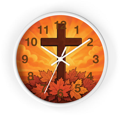 Faith-Inspired Autumn Wall Clock | Rustic Home Decor, Inspirational Gift, Christian Decor, Fall Decor, Cross Design