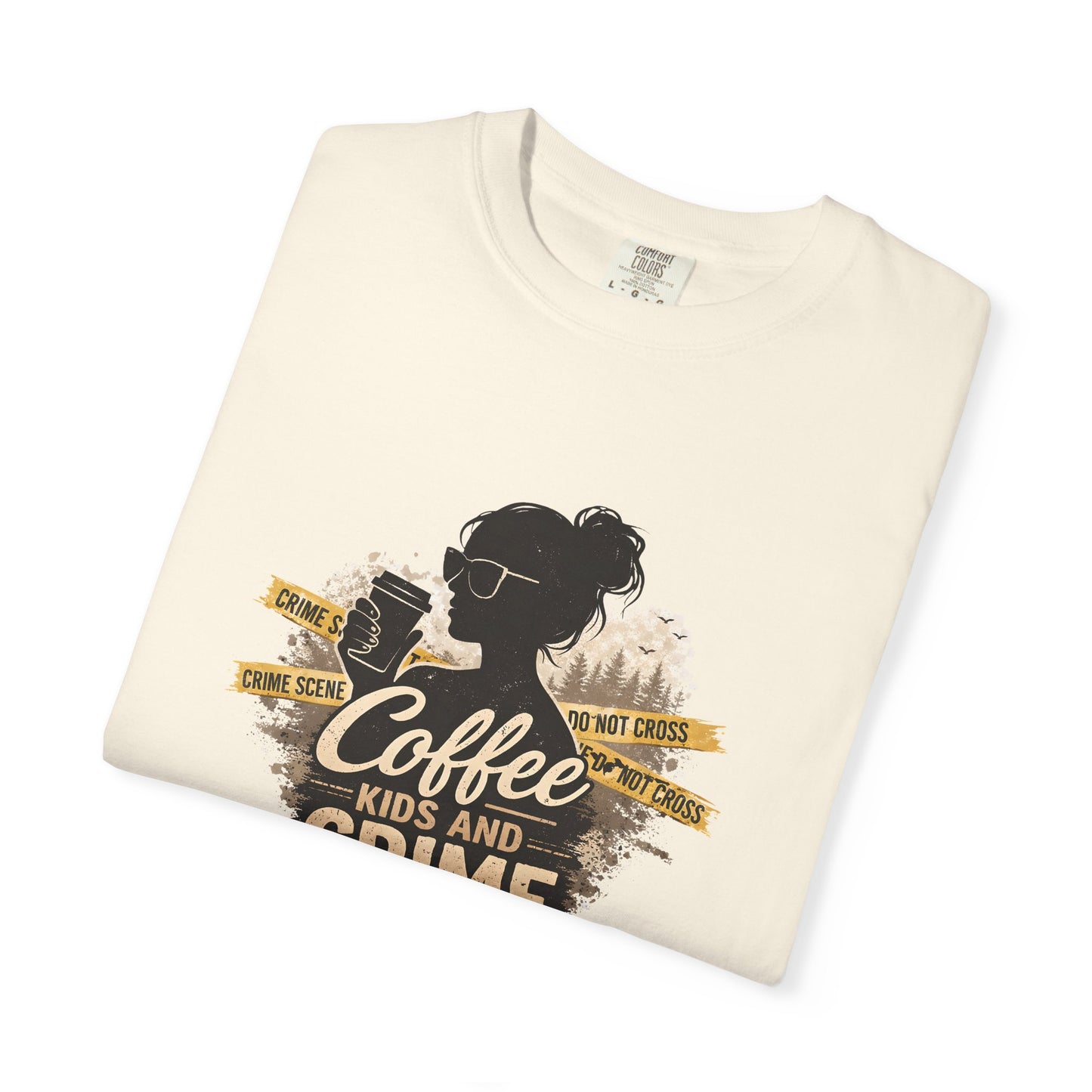 Coffee Kids and Crime Podcast Mom T-Shirt | Coffee Mug Silhouette Tee