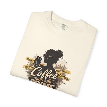 Coffee Kids and Crime Podcast Mom T-Shirt | Coffee Mug Silhouette Tee