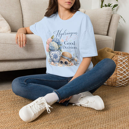 Hydrangeas & Good Decisions T-Shirt | Floral Hydrangea Design