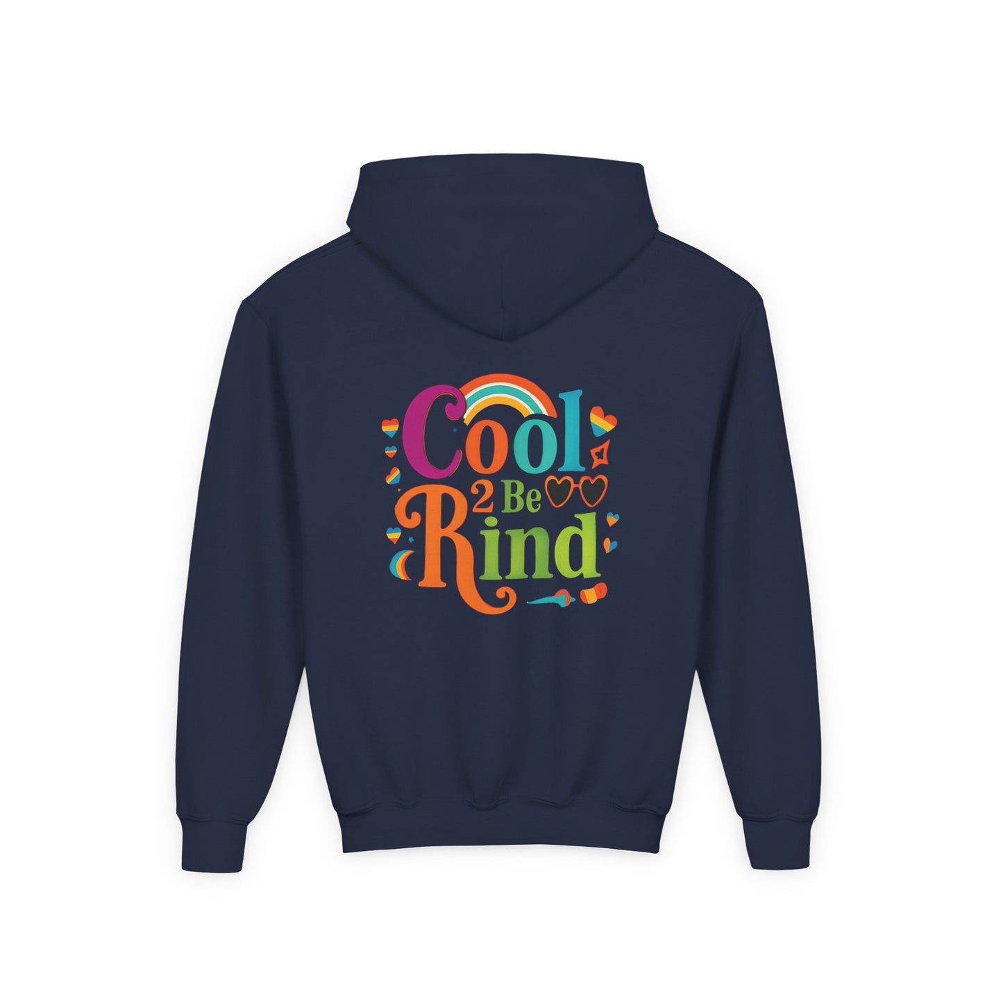 Cool 2 Be Kind Hoodie | Youth Hooded Sweatshirt, Colorful Rainbow Kindness Design