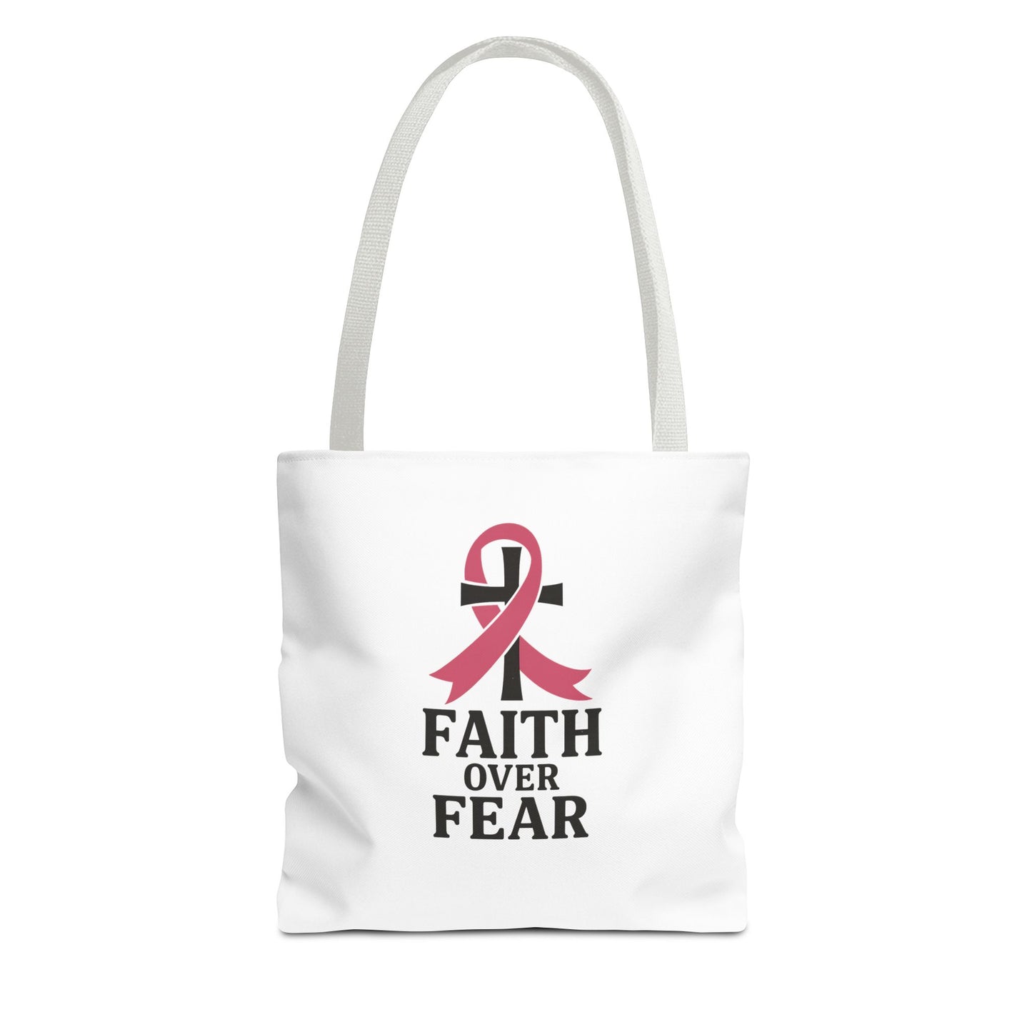 Faith Over Fear Tote Bag, Inspirational Gift for Cancer Awareness, Motivational Tote, Breast Cancer Support, Daily Use Bag