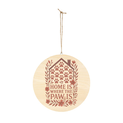Charming Paw Print Decor for Pet Lovers, Home is Where the Paw Is Wooden Sign, Rustic Animal Wall Art, Dog Owner Gift, Pet-Themed Decoration