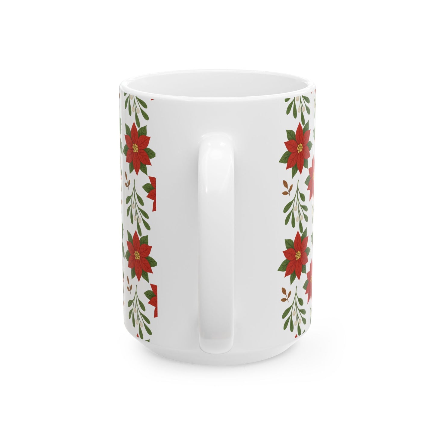 Festive Poinsettia Ceramic Mug | Holiday Coffee Cup, Christmas Gift, Flower Mug, Seasonal Drinkware, Winter Decor