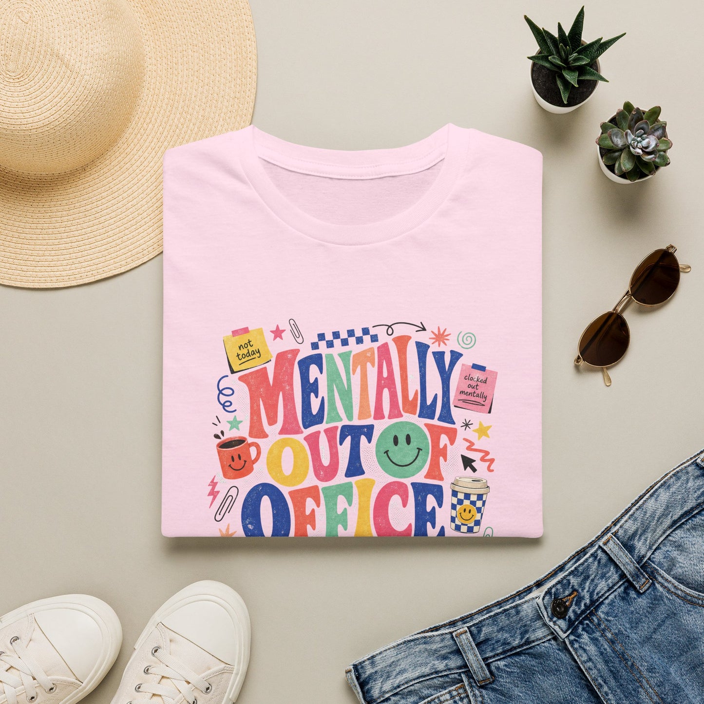 Mentally Out Of Office T-Shirt | Colorful Retro Graphic