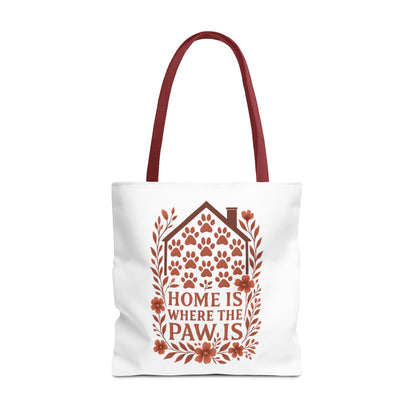 Home is Where the Paw Is Tote Bag | Pet Lover Gift, Floral Design, Animal Lover Accessory, Eco-Friendly Shopping Bag, Dog Mom Tote
