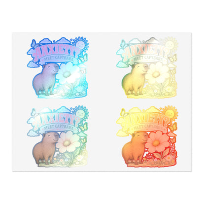 Anxiety? Meet Capybara Sticker Sheet | Cute Capybara Floral Decal