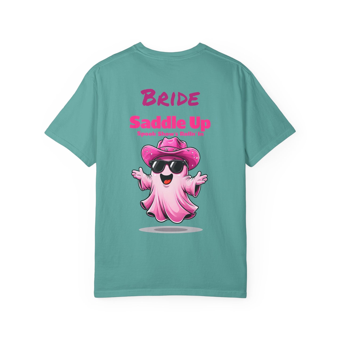 Bride Saddle Up Ghost T-shirt - Fun Unisex Tee for Weddings, Bachelorette Parties, Halloween, Unique Gift for Brides