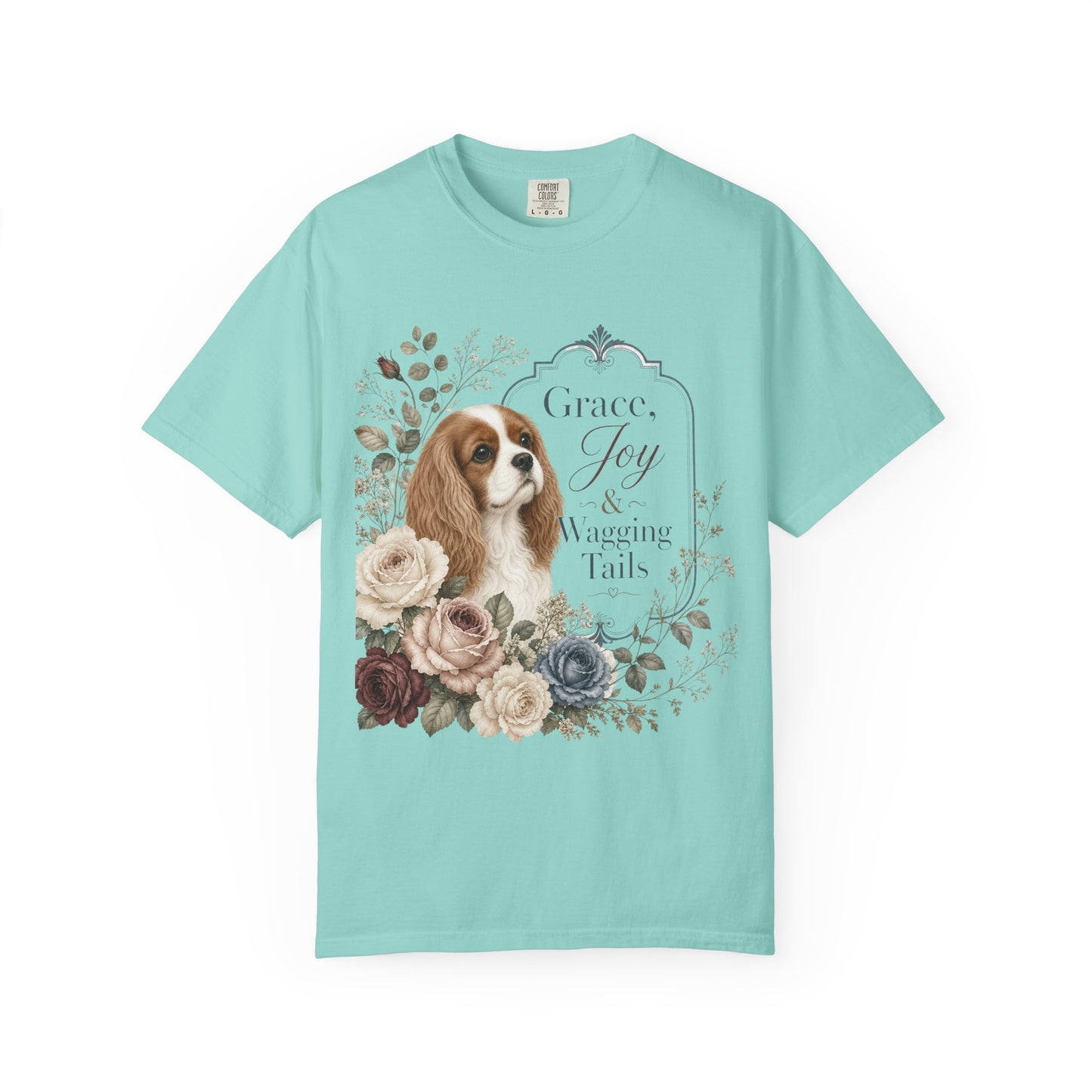 Cavalier King Charles Spaniel floral portrait T-shirt | Grace Joy Wagging Tails
