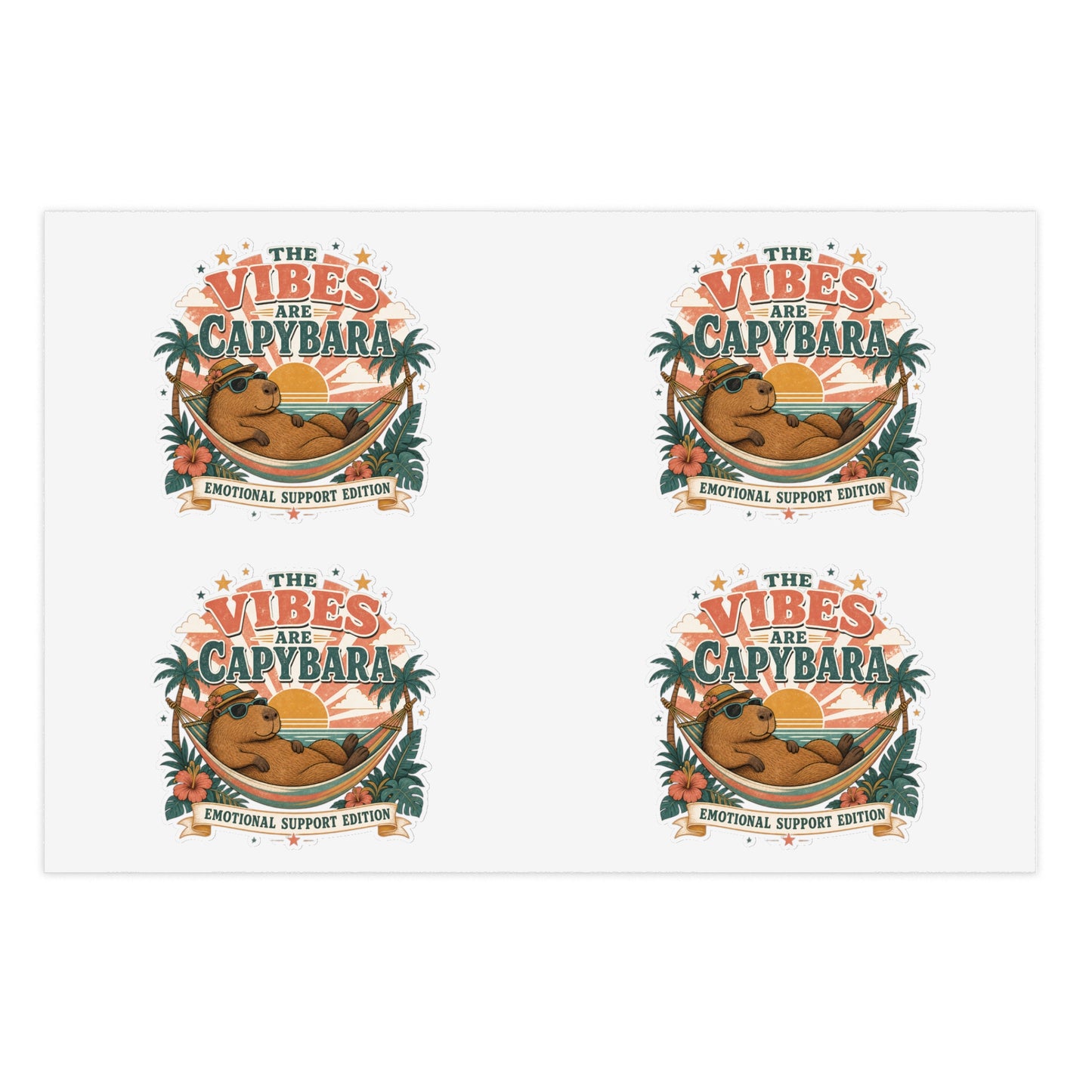 The Vibes Are Capybara sticker sheet | Cute capybara, tropical design