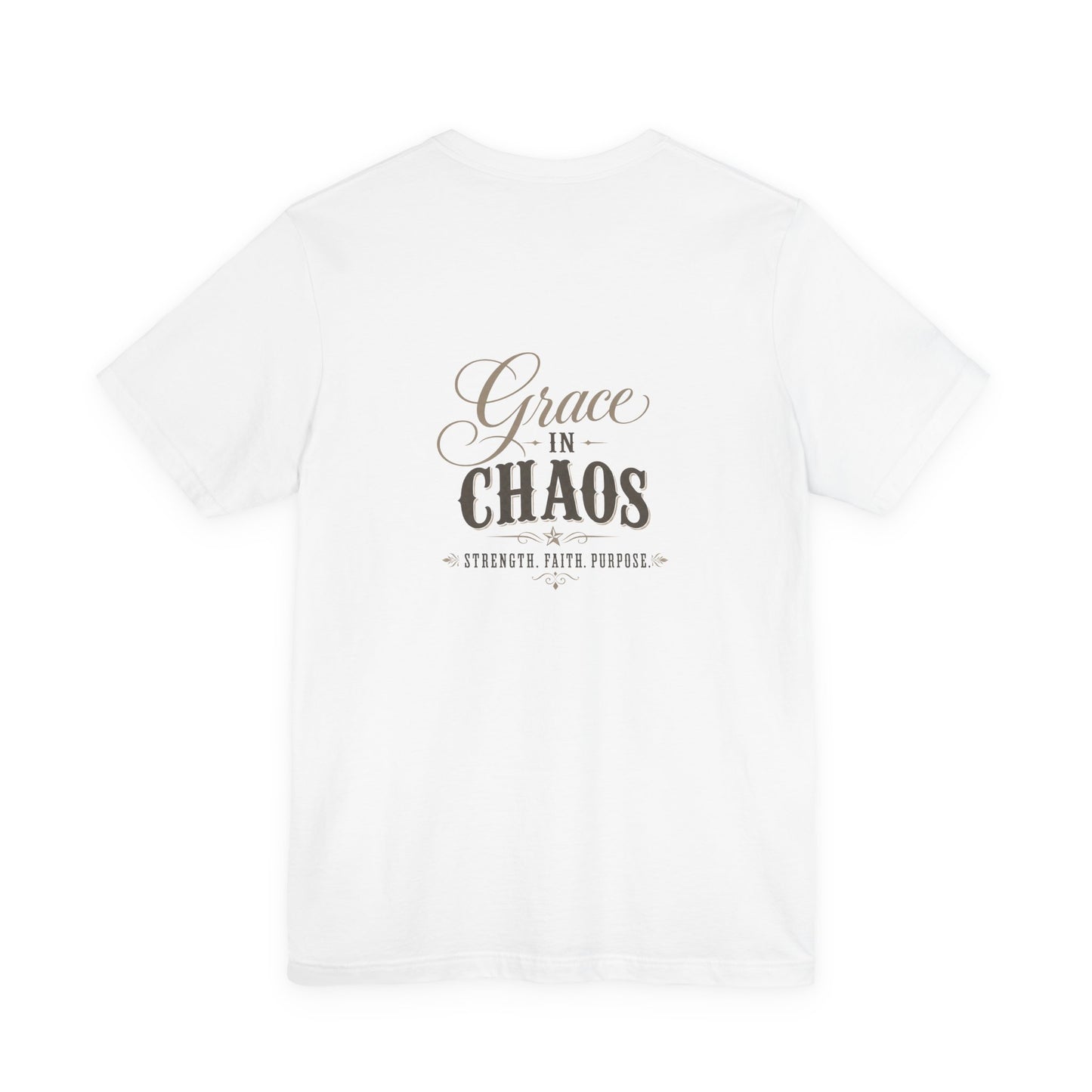 Grace in Chaos Tee | Inspirational scripture typography shirt