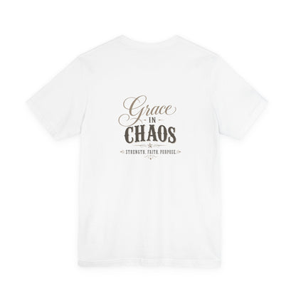 Grace in Chaos Tee | Inspirational scripture typography shirt