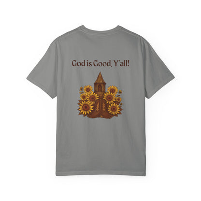 Unisex Sunflower Tee - Inspirational T-Shirt, God is Good Y'all, Casual Wear, Gift for Gardeners, Faith-Based Apparel