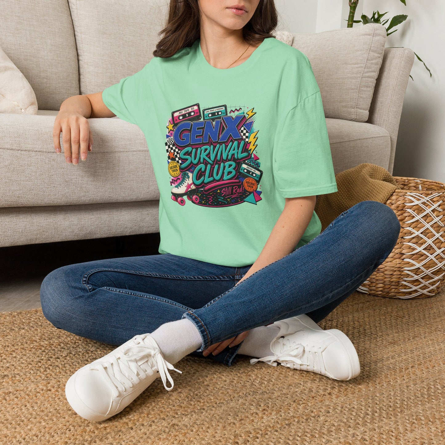 Gen X Survival Club T-Shirt | 80s Retro Cassette Graphic