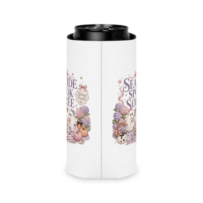 Seaside Spook Soiree Can Cooler | Halloween Ghost Picnic Cooler Sleeve