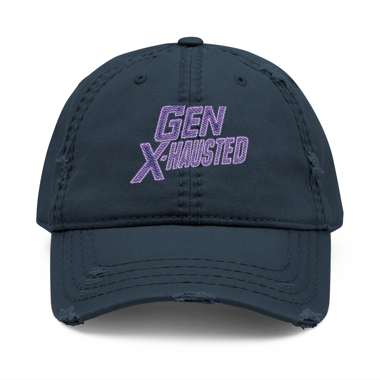 Embroidered Hat, Gen X-Hausted Distressed Dad Cap, Funny Gift for Gen X, Vintage Gen X Apparel, Retro Gen X Accessories, Embroidery Baseball